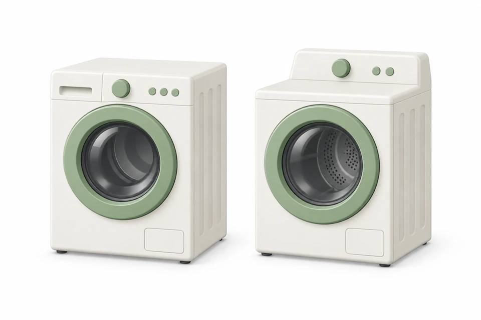 A washer and a dryer side by side as two distinct appliances.